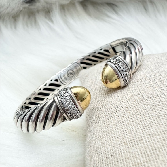 David Yurman Waverly Bracelet w/ Diamonds and Gold 925/18K - Picture 1 of 8